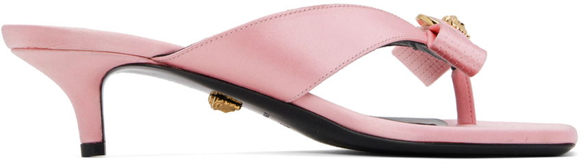 Tilbehør Versace Versace Gianni Ribbon Low Satin Mules Lyserød | 1013017_1A00619_1PG4V, 0