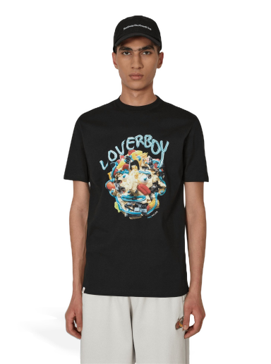 T-shirt Charles Jeffrey Loverboy Face T-Shirt Sort | CJLAW22FT BLACK