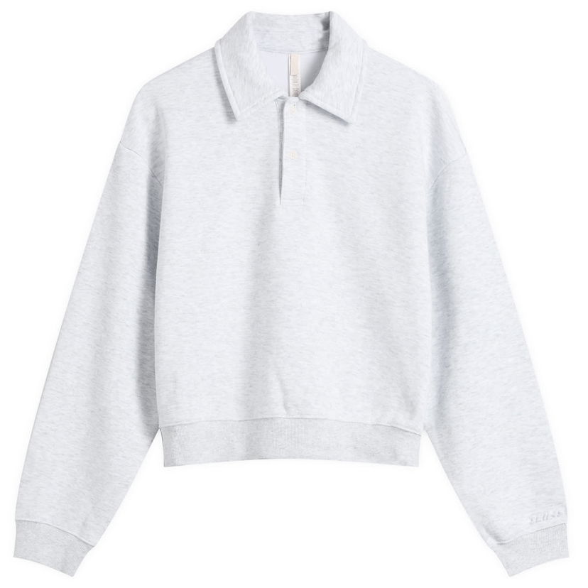 Sweatshirt SKIMS Cotton Fleece Long Sleeve Henley Sweatshirt Grå | LS-LST-9575W-LHG