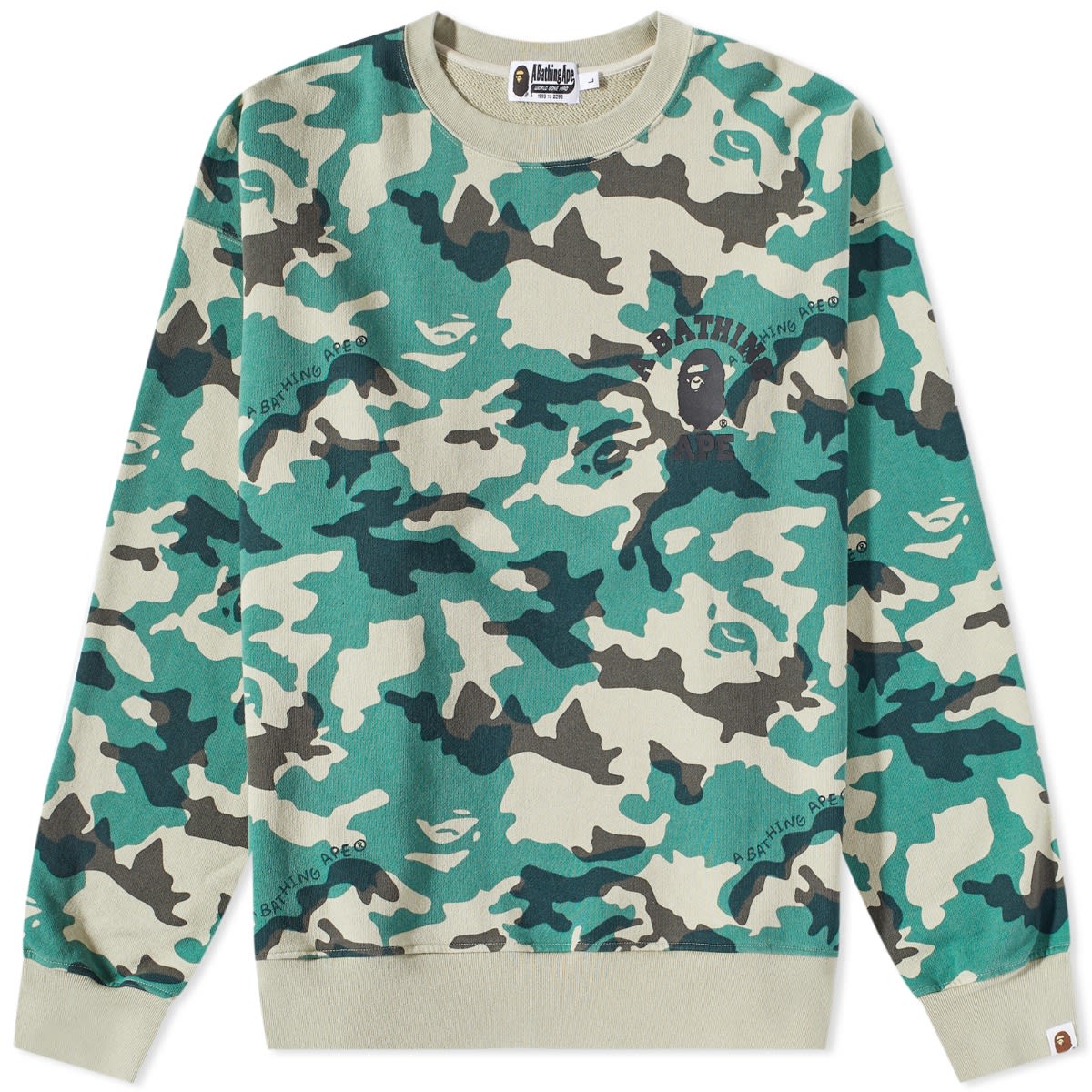 Sweatshirt BAPE Woodland Camo Loose Fit Crew Sweat Olive Drab Grøn | 001SWJ301011M-OD, 0