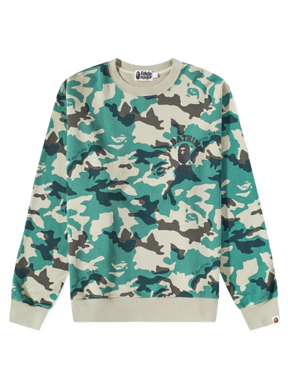 Woodland Camo Loose Fit Crew Sweat Olive Drab