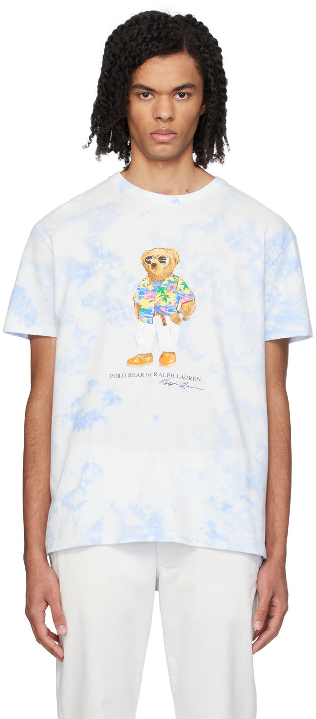 T-shirt Polo by Ralph Lauren White & Blue Beach Club Bear T-Shirt Hvid | 710934699001, 0
