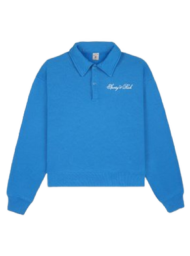 Sweater Sporty & Rich Cursive Logo Embroidered Polo Crewneck Blå | PO851RB