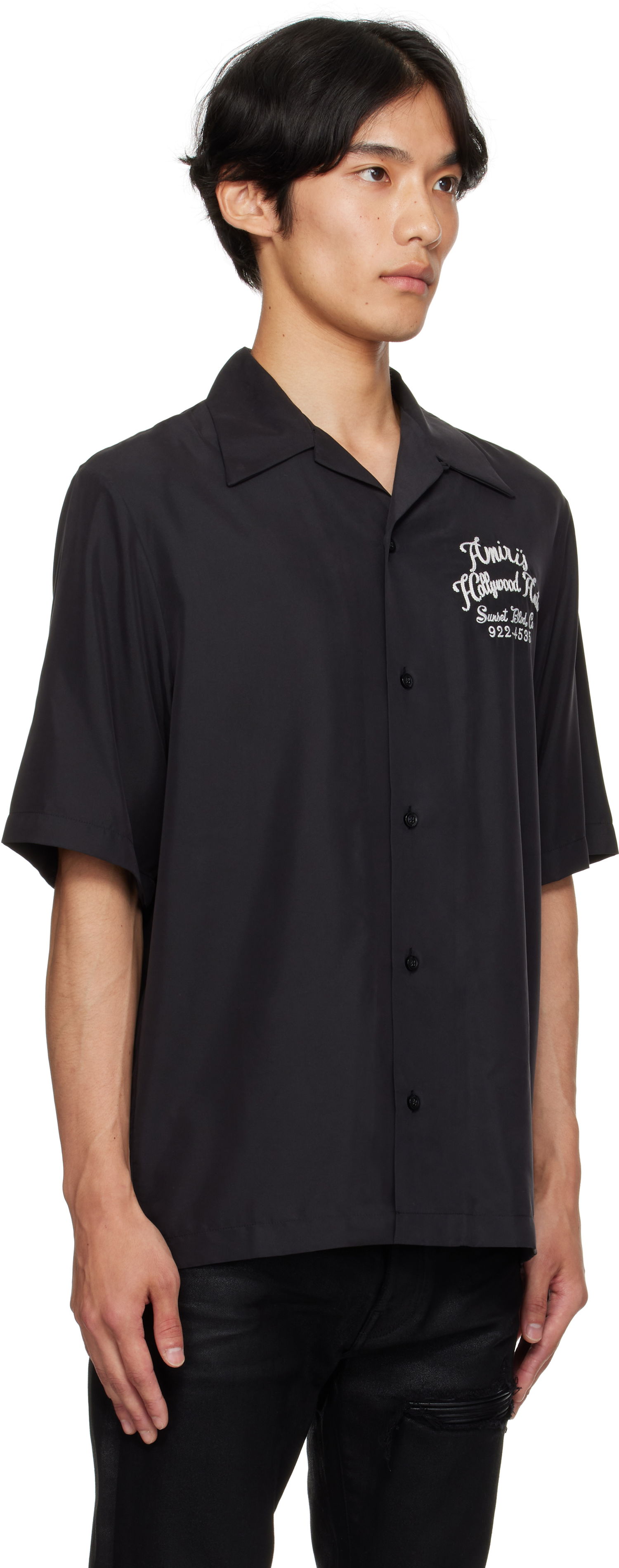 Skjorte AMIRI AMIRI 'Hollywood Auto' Bowling Shirt Sort | AMSTCA1166, 1