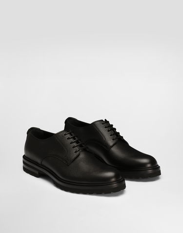Tilbehør Dolce & Gabbana Dolce & Gabbana Grainy Calfskin Derby Shoes 41.5 Sort | A10852A9P4580999, 1