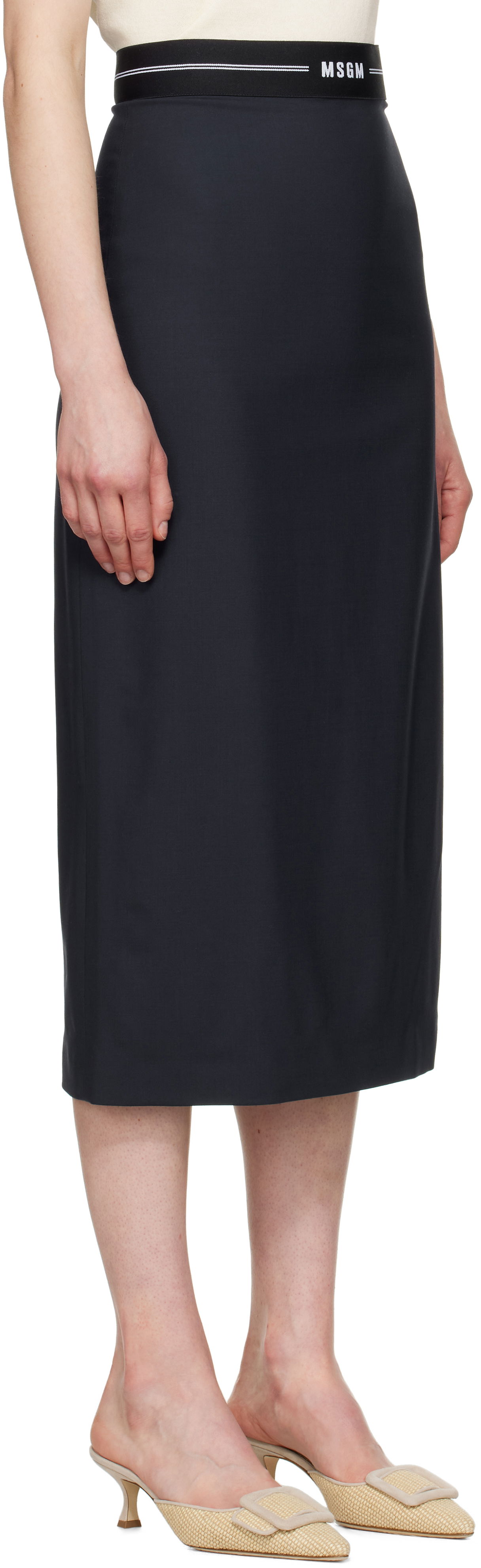 Nederdel MSGM MSGM Virgin Wool Midi Skirt Mørkeblå | 3841MDD17 257127, 1