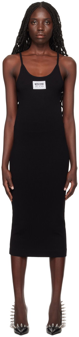 Kjole Moschino Moschino Jeans Patch Midi Dress Sort | 0417 3259