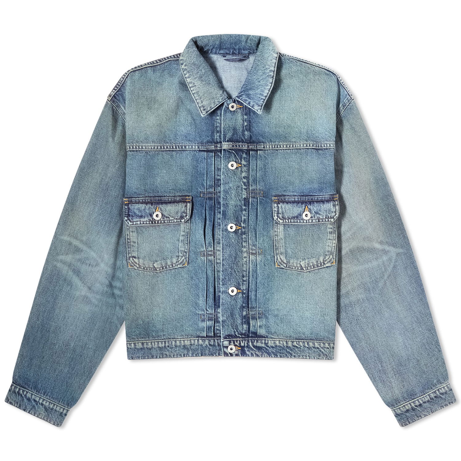 Jakke KENZO Stone Bleach Trucker Jacket Stone Dirty Blue Denim Blå | FD65DV3036B7-DY, 0