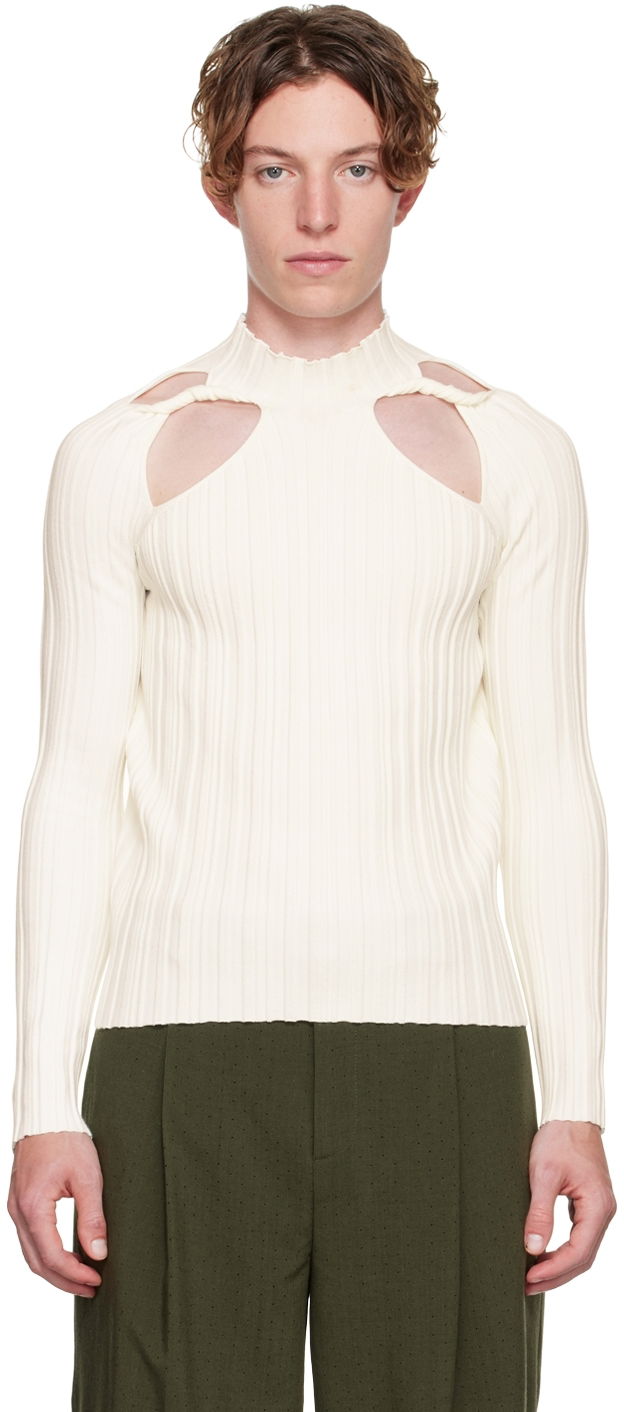 Sweater Dion Lee Dion Lee Collarbone Cutout Ribbed Sweater Hvid | C7005F21