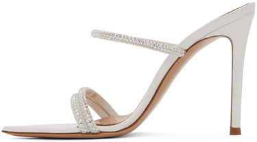 Sneakers og sko Gianvito Rossi Cannes Crystal-Embellished Satin Heeled Sandals Hvid | G16090.15RIC.XCN, 2