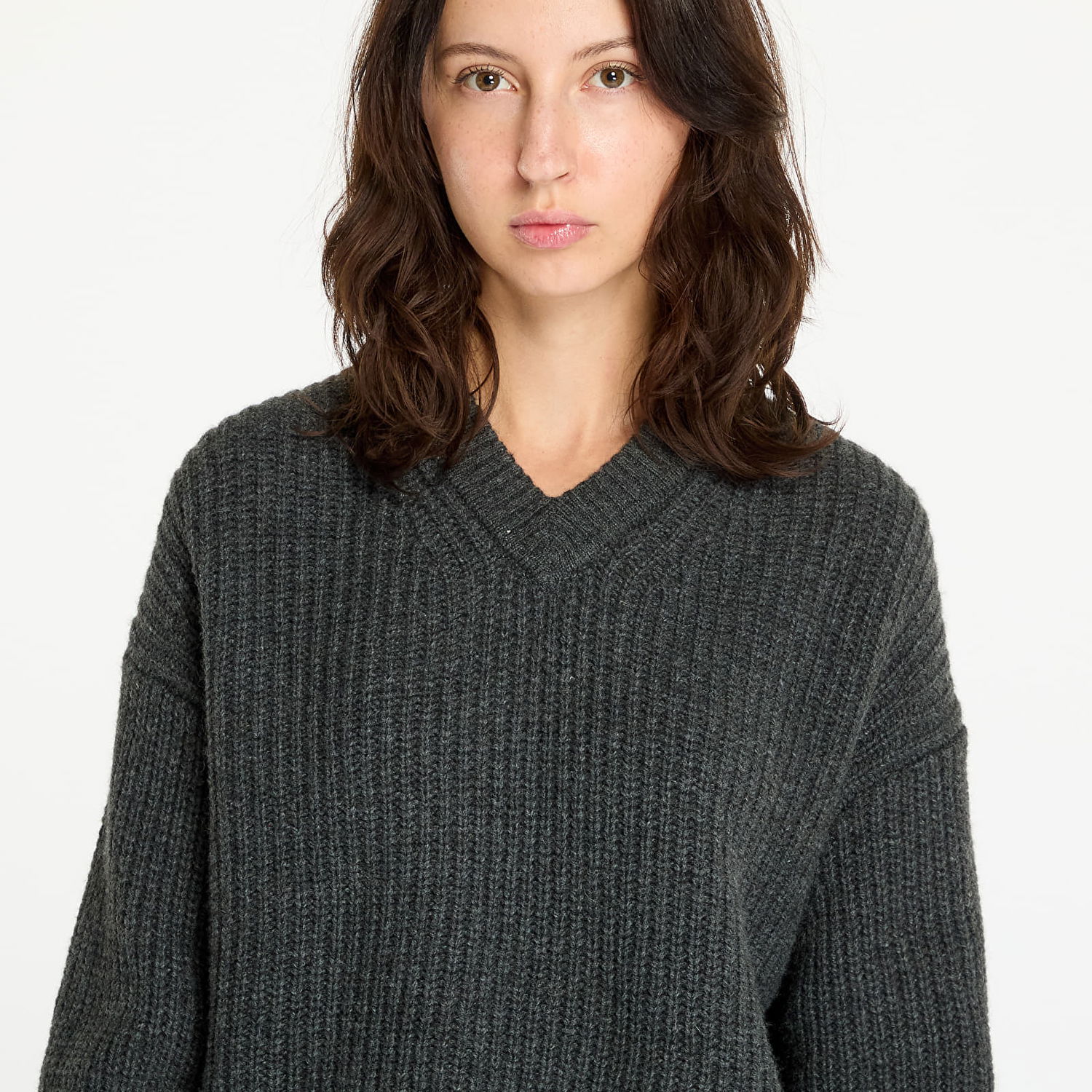 Sweater CALVIN KLEIN Chunky V-Neck Sweater Gray Grå | J20J224635 P4O, 1