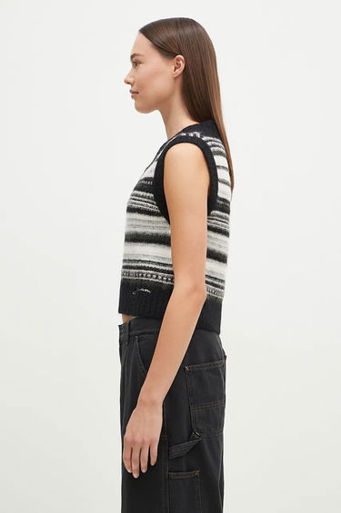Sweater GANNI Wool Stripe Vest Sort | K2327, 1