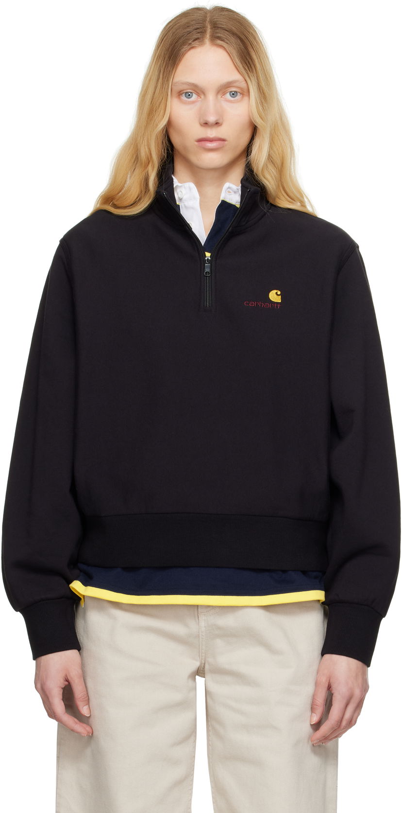 Sweater Carhartt WIP American Script High Neck Sweatshirt Sort | I033827 89XX