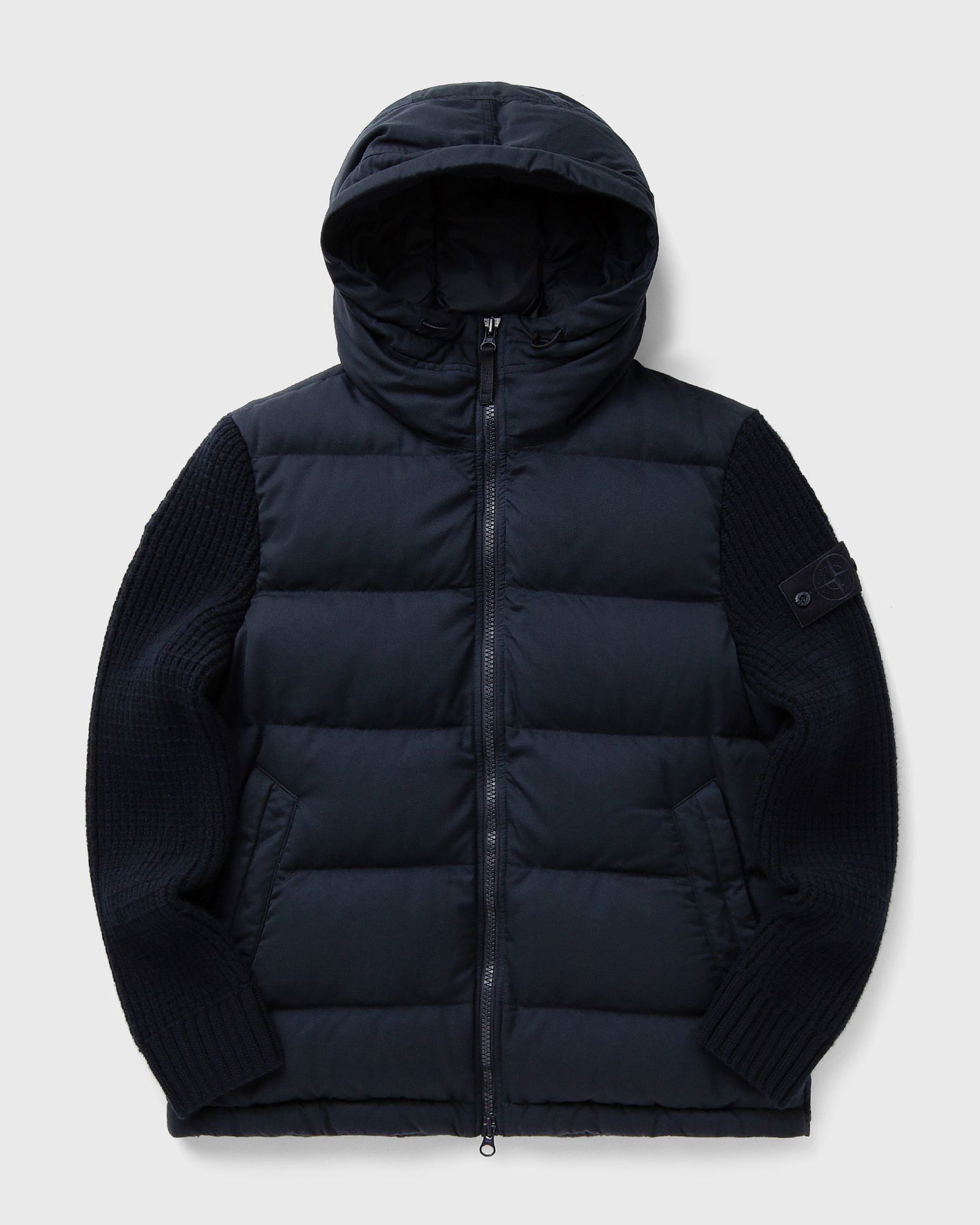 Puffer jakke Stone Island Knit Sleeve Down Hooded Jacket Mørkeblå | K2S154100098S0F26.V0020, 0
