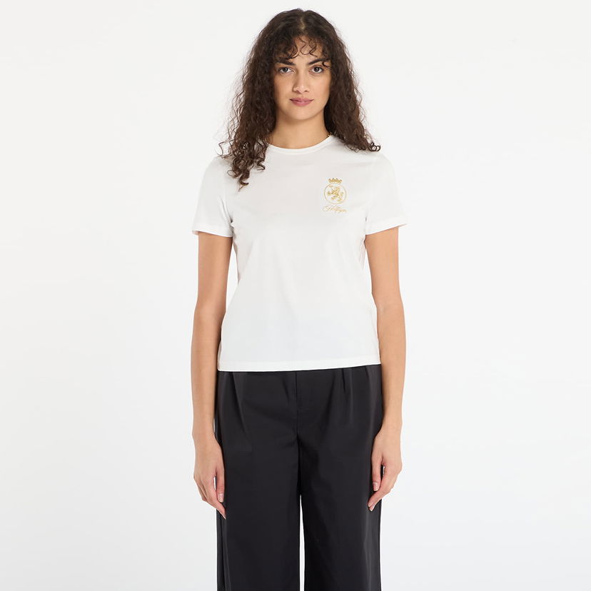 T-shirt Tommy Hilfiger Gold Crest Regular Short Sleeve T-Shirt Hvid | WW0WW46153-YBL
