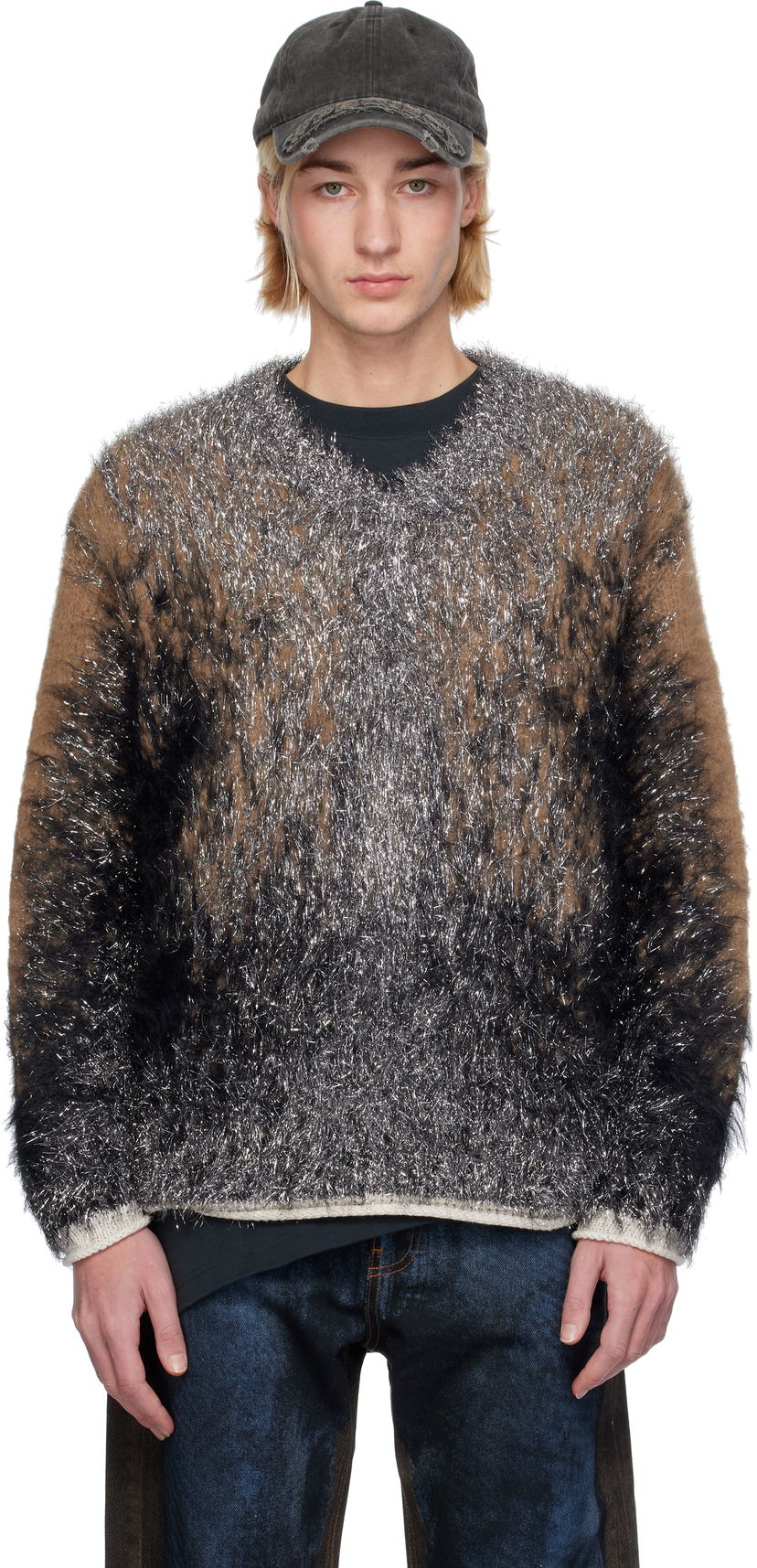 Sweater Y/PROJECT Hairy Gradient Sweater Brun | 206SW012