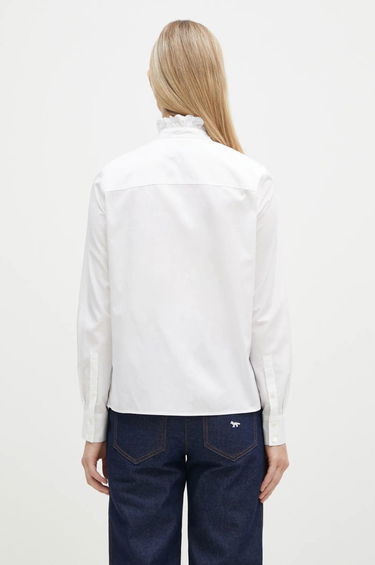 Skjorte MAISON KITSUNÉ Maison Kitsuné Craft Embroidery Stand Collar Shirt Hvid | NW00414WC5010, 2