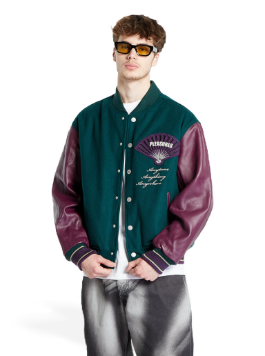 Jakke Pleasures Fan Varsity Jacket Grøn | P23W037 GREEN