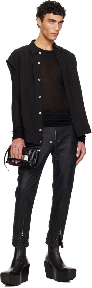 T-shirt Rick Owens Rick Owens Hollywood Rib Long Sleeve T-Shirt Sort | RU01E5250 RC, 3