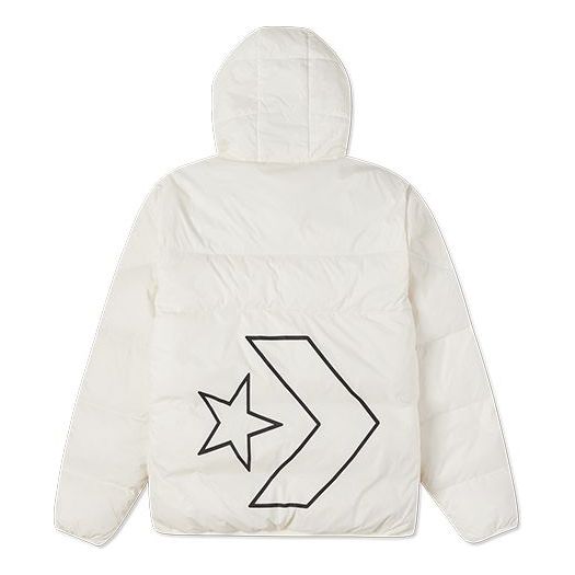 Puffer jakke Converse Classic Casual Hooded Down Jacket Hvid | 10023695-281