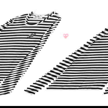 T-shirt Comme des Garçons PLAY Striped Long Sleeve T-Shirt with Red Heart Logo Flerfarvet | AZ T163 051 1, 1