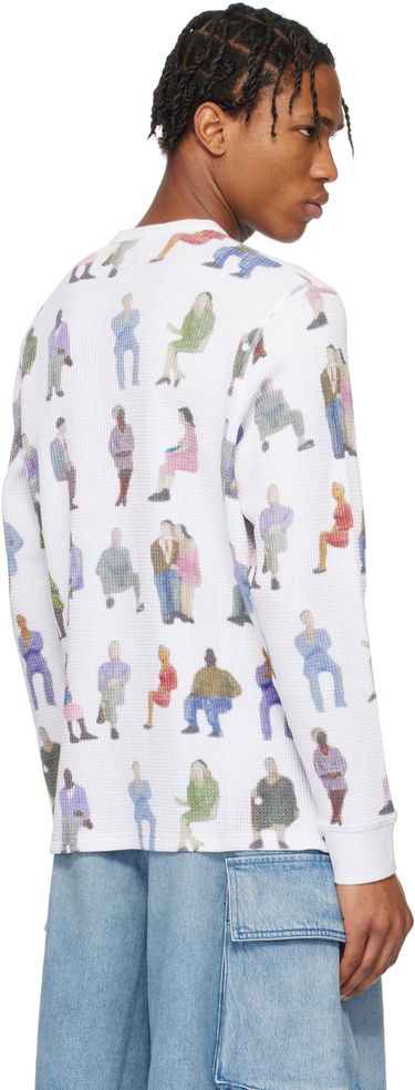 Sweater JW Anderson JW Anderson Printed Waffle Henley Hvid | JO0260-PG1737, 2