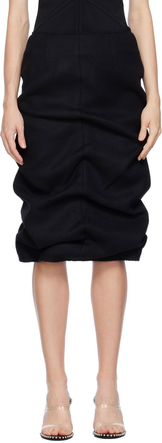 Nederdel We11done We11done Tucked Midi Skirt Sort | WD-SK3-23-211-W-BK, 0