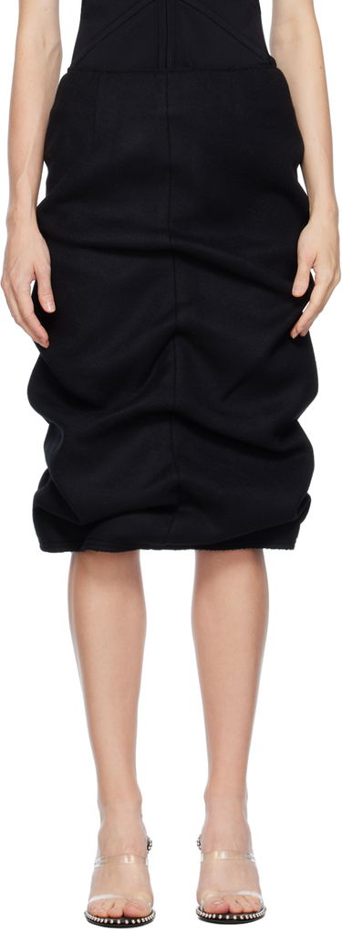 Nederdel We11done We11done Tucked Midi Skirt Sort | WD-SK3-23-211-W-BK, 0