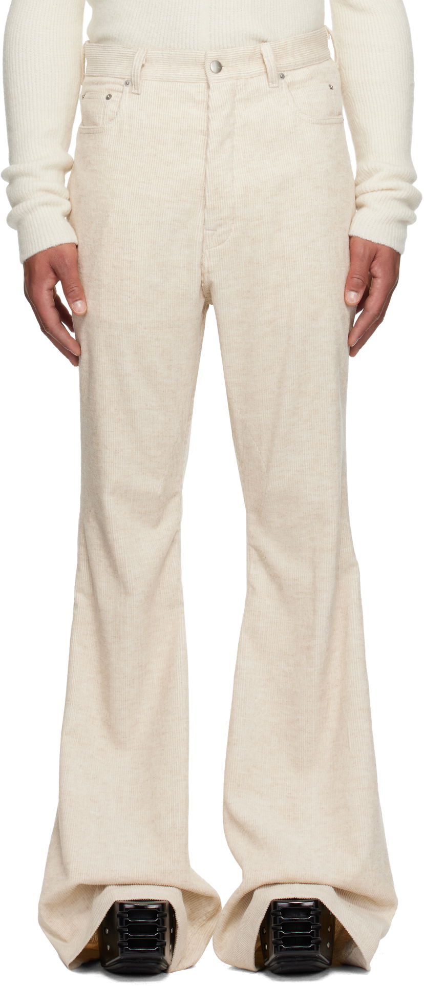 Bukser Rick Owens Concordians Geth Corduroy Flared Trousers Beige | RU02E1333 MLC