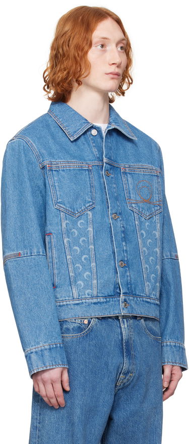 Jakke Marine Serre Marine Serre Moon Laser Denim Trucker Jacket Blå | MJA063A CDEN0002, 1