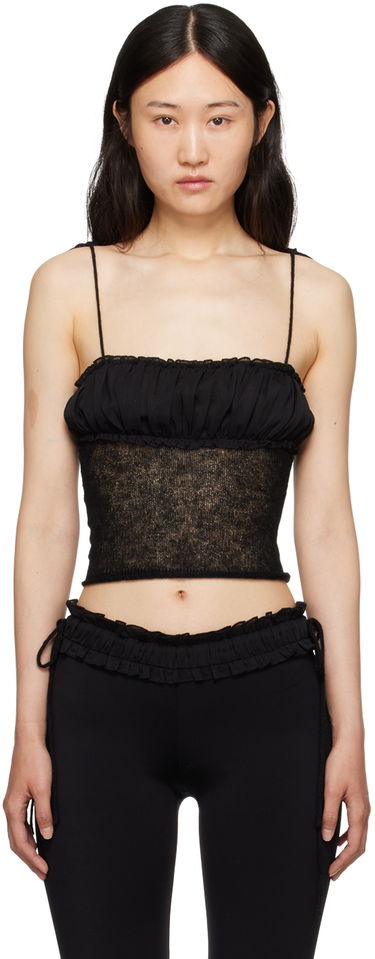 Tanktop GUIZIO Guizio Ruched Tank Top Sort | H23624S025, 0