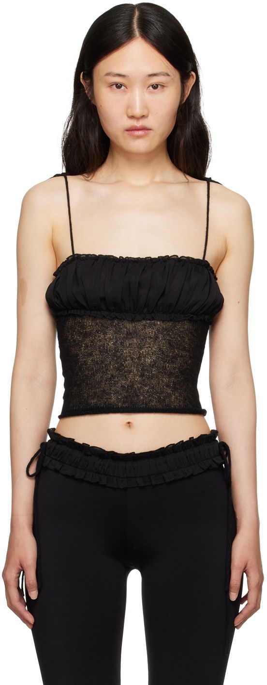 Tanktop GUIZIO Guizio Ruched Tank Top Sort | H23624S025