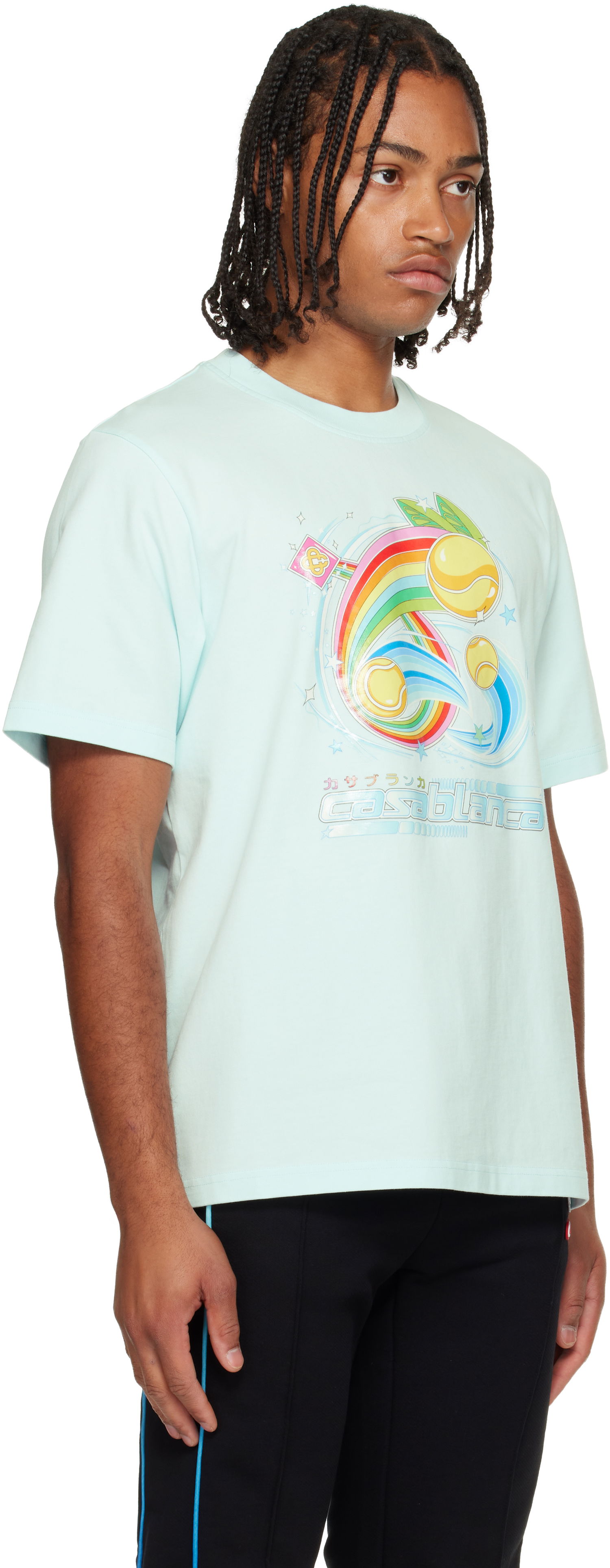 T-shirt Casablanca Manga Tennis Ball Short Sleeve T-shirt Turkis | M-AW25-JTS-001-07, 1