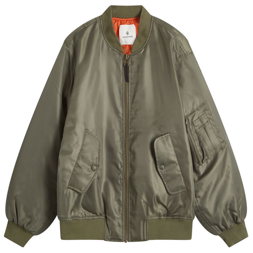 Bomberjakke Anine Bing Leon Bomber Jacket, Size Large Grøn | A-01-7160-320