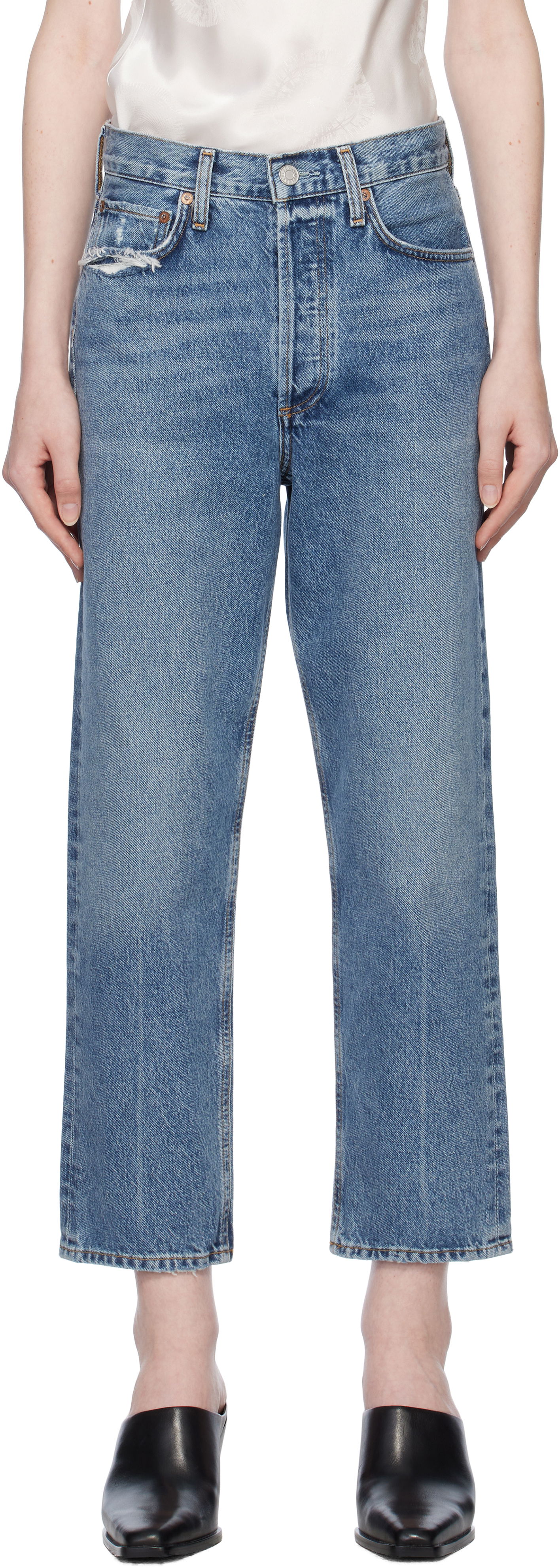 Jeans AGOLDE 90's Crop Mid Rise Straight Jeans Blå | A173F-1206, 0