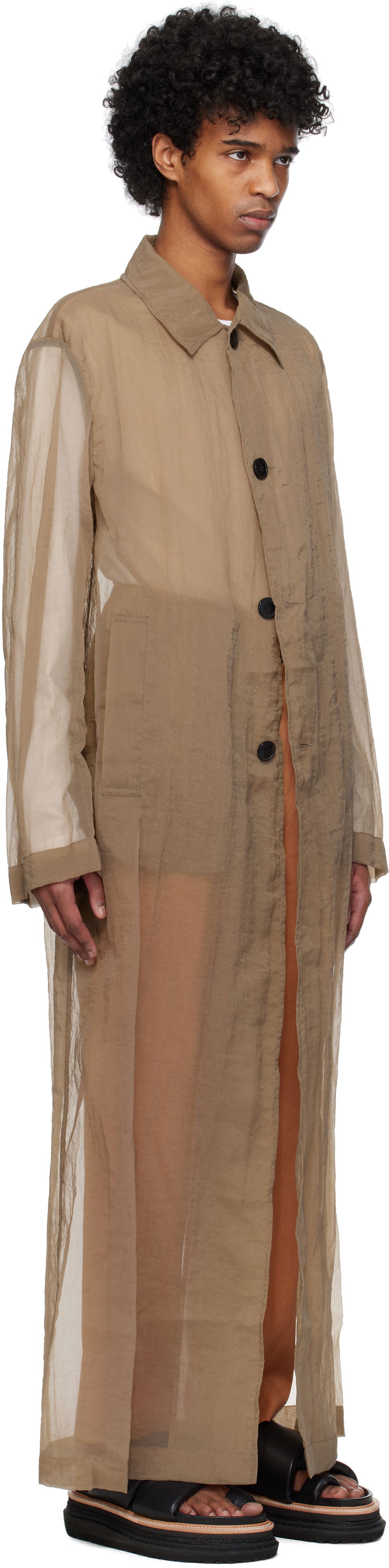 Regnfrakke Dries Van Noten Dries Van Noten Loose Fit Mac Coat Brun | 251-020213-1329, 1