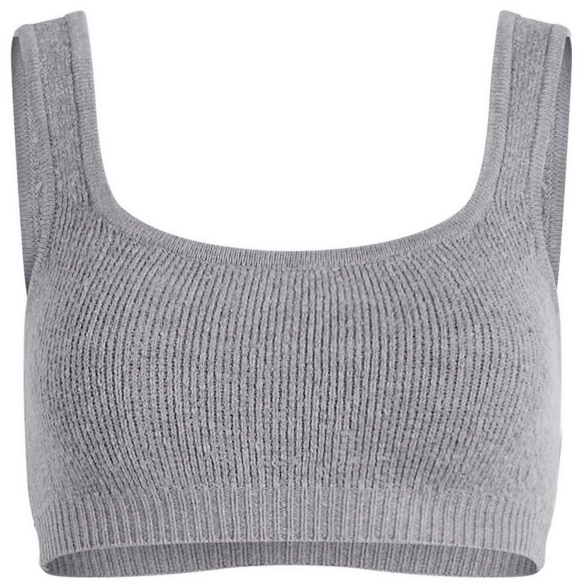 Bh SKIMS Textured Knit Bralette Size Large Grå | SP-SCP-9926W-DHG