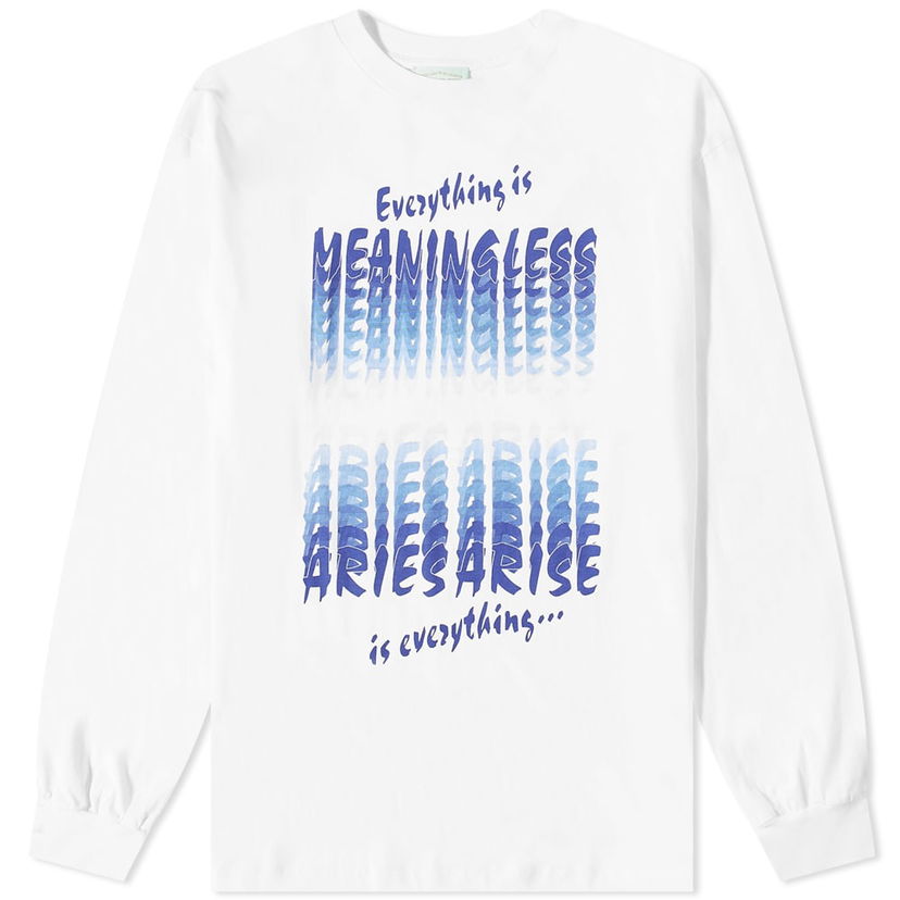 T-shirt Aries Aries Long Sleeve Everything Is Meaningless T-Shirt Hvid | FTAR60021-WHT
