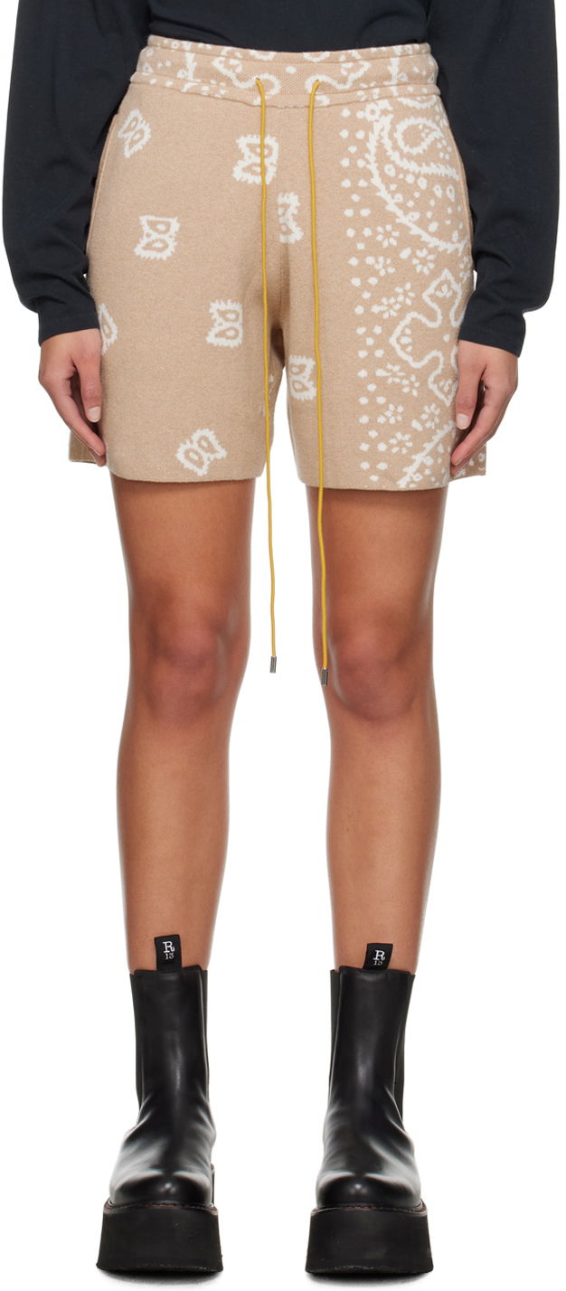 Shorts Rhude Jacquard Shorts Beige | RHPS24SH10973517