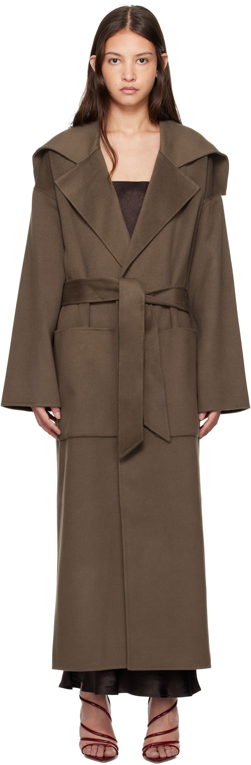 Frakker Nanushka Nanushka Ruta Hooded Wrap Coat Brun | NW24FWOW36378