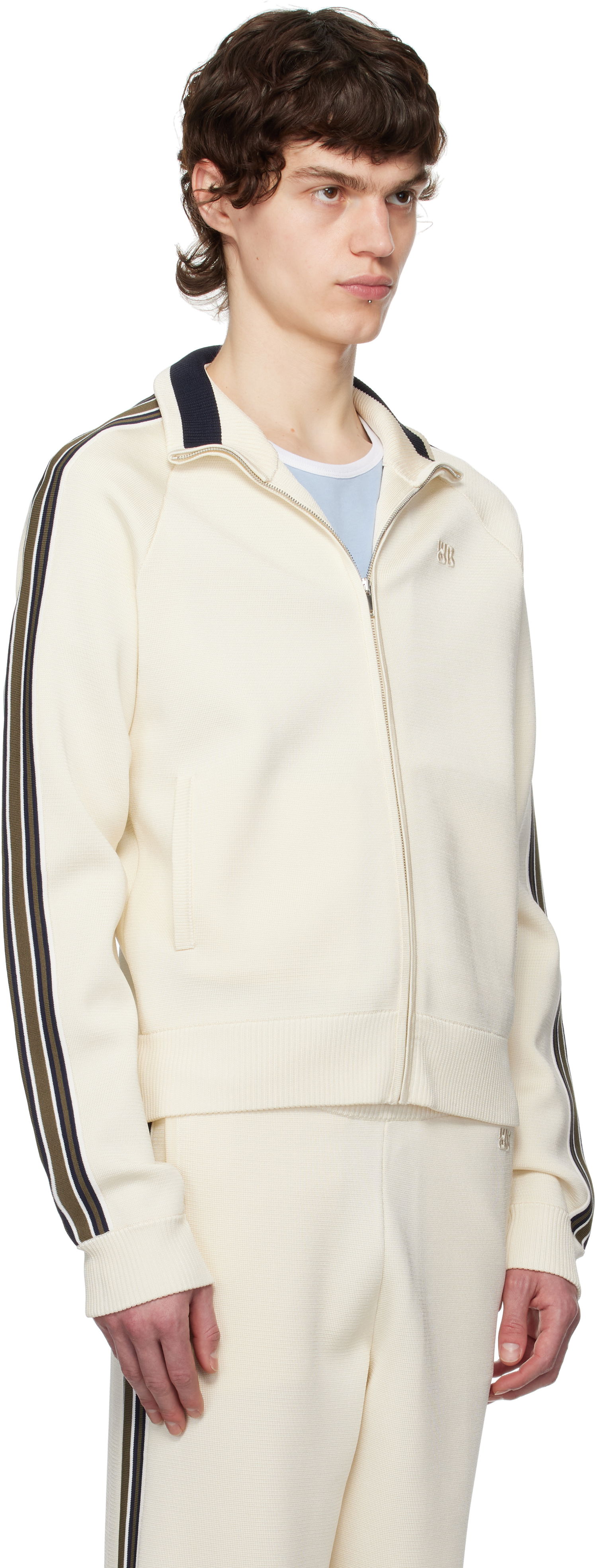 Træningsdragt Wales Bonner Wales Bonner Tide Track Jacket Hvid | US25KN34-KN05-100 BRIGHT RAYON, 1