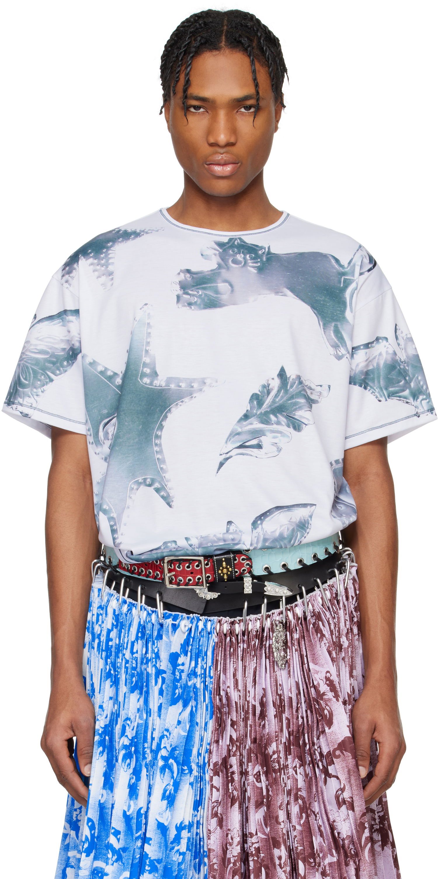 T-shirt Chopova Lowena Chopova Lowena Zoom Spur Oversized Graphic T-Shirt Hvid | 2303, 0