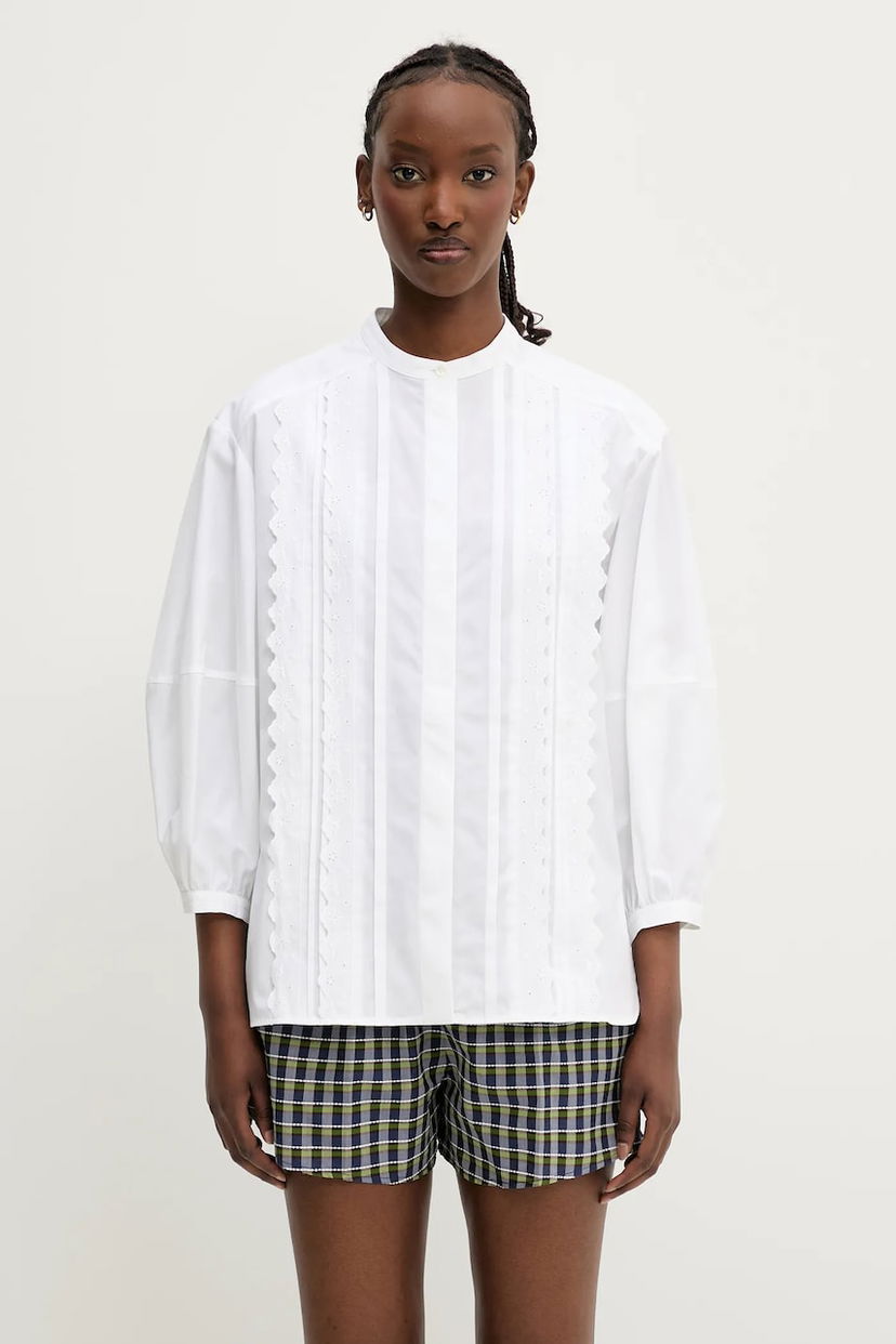 Skjorte MAISON KITSUNÉ Maison Kitsuné Crafted Embroidery Shirt Hvid | OW00428WC5010