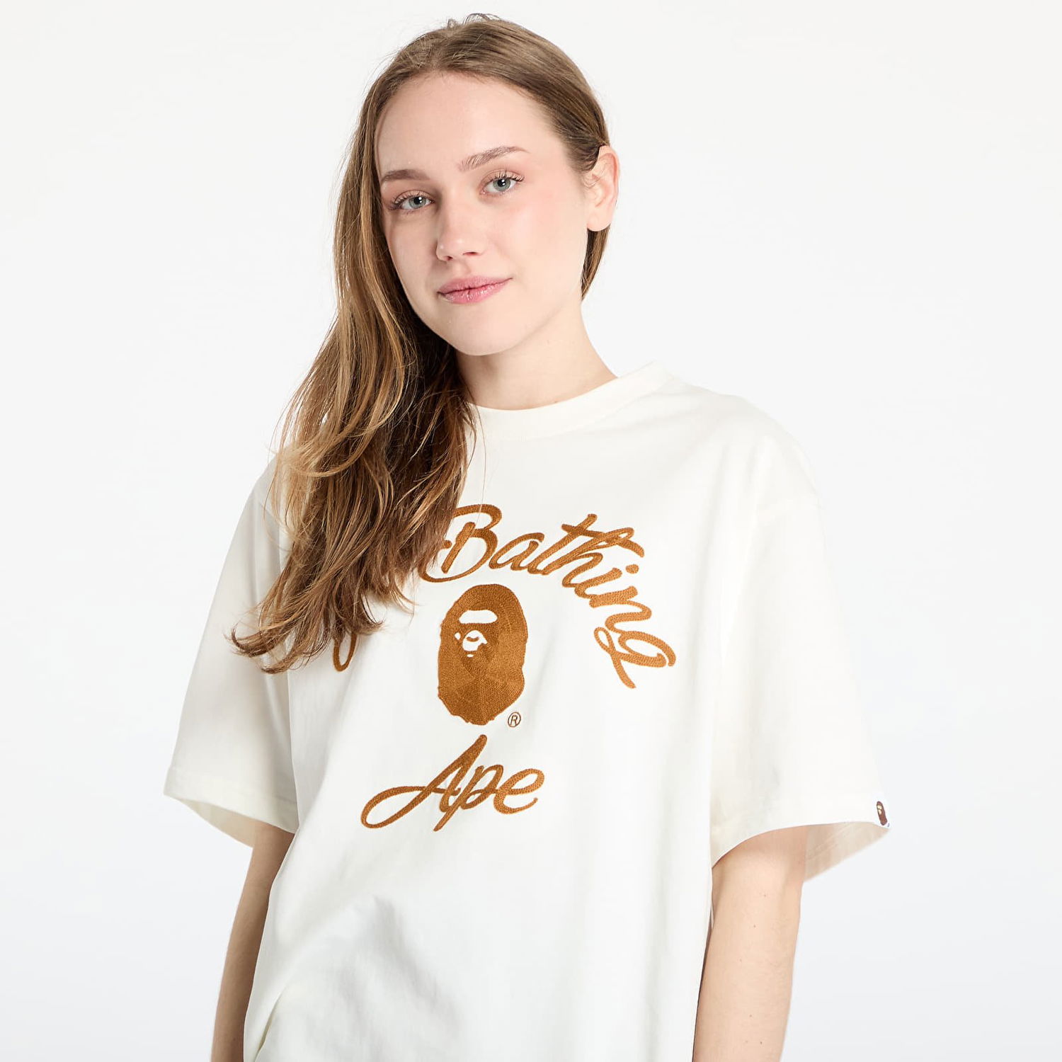 T-shirt BAPE A BATHING APE Chain Stitch College Relaxed Fit T-Shirt Hvid | 001CSL301344MIVY, 1