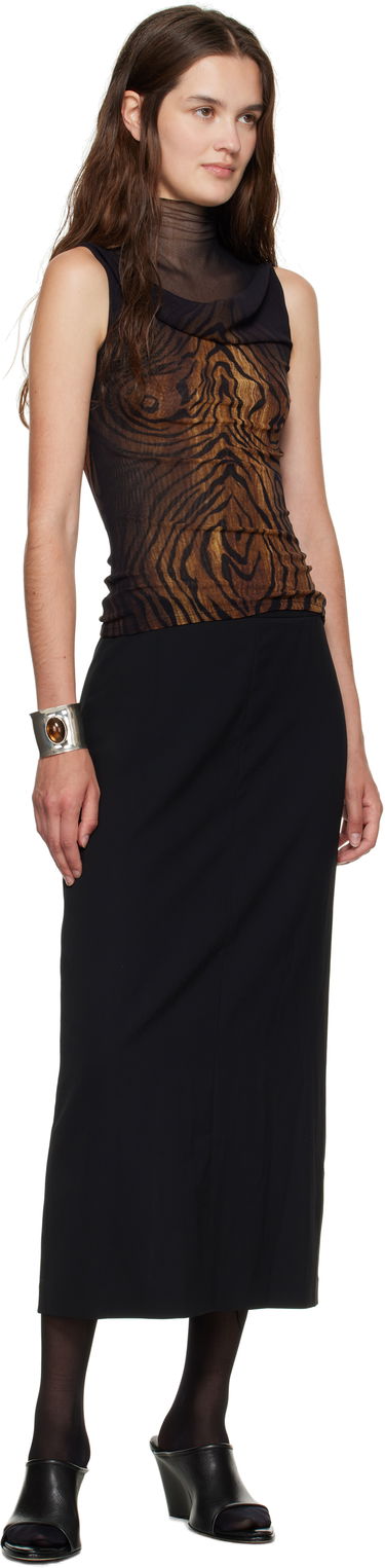 Tanktop Jean Paul Gaultier Jean Paul Gaultier Double Layered Wood Print Tank Top Brun | 25/03-W-TO315-M002P-0060, 3