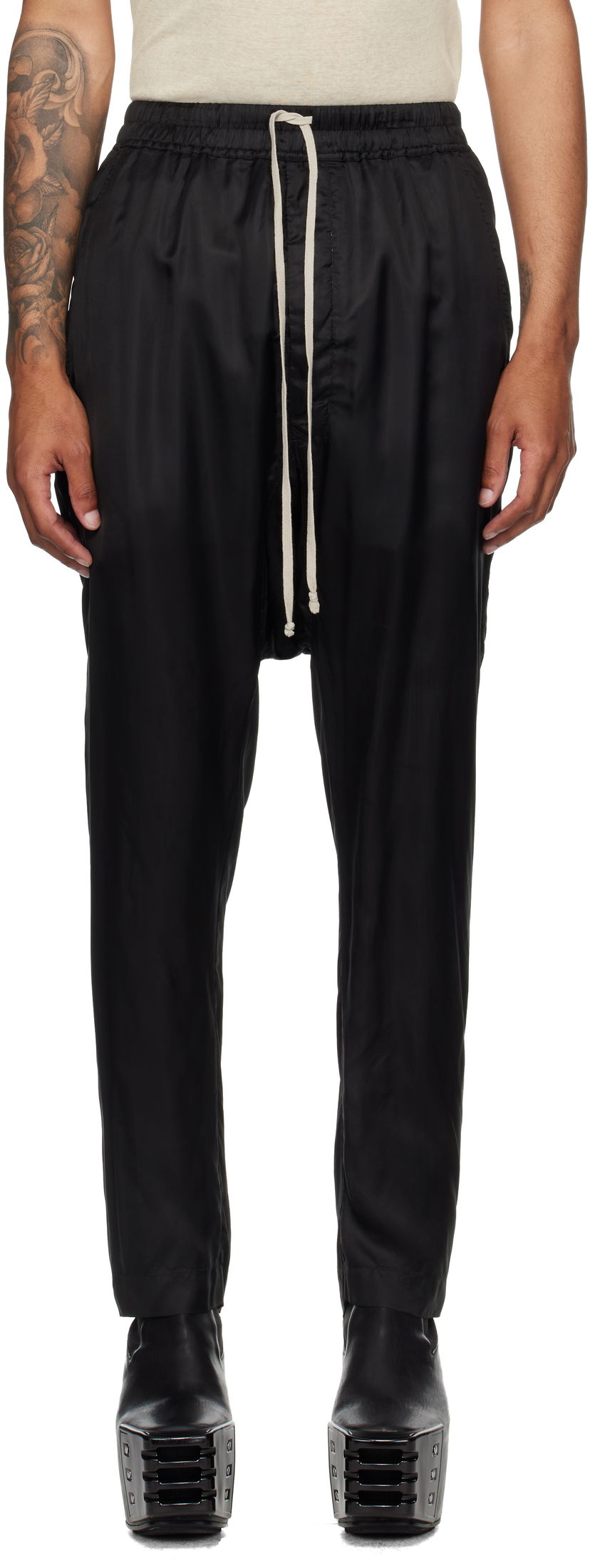 Bukser Rick Owens Rick Owens Concordians Drawstring Trousers Sort | RU02E1380 K