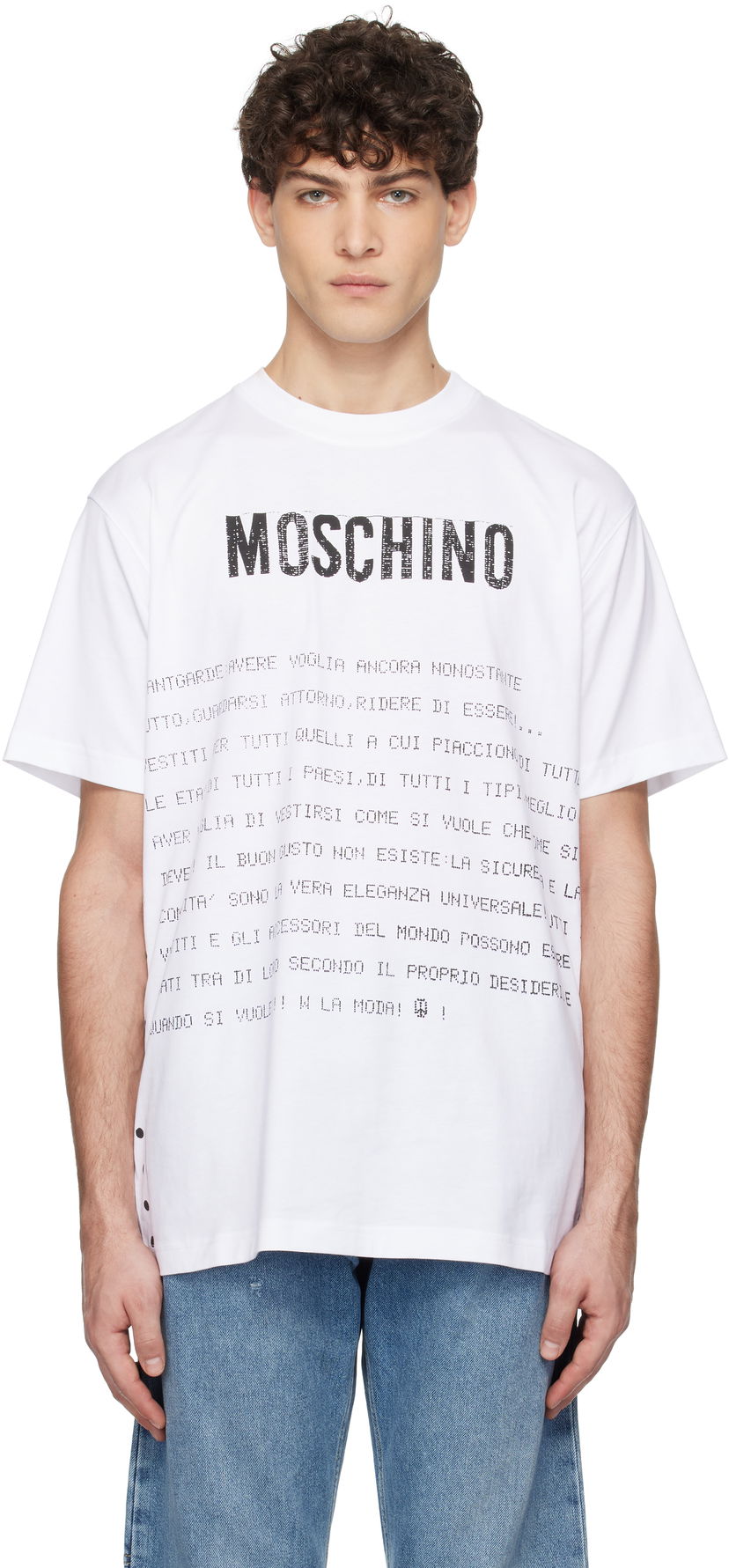 T-shirt Moschino Moschino Message Print T-Shirt Hvid | 251ZZA071702411001