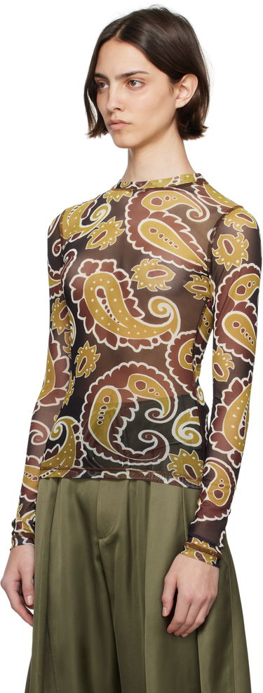 T-shirt JW Anderson JW Anderson Paisley Mesh Long Sleeve T-Shirt Brun | JO0138-PG1788, 3
