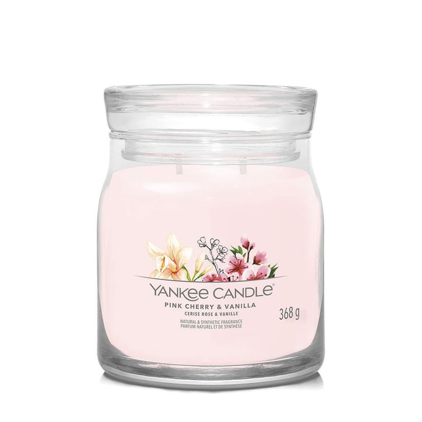 Stearinlys Yankee Candle Signature Medium Jar Pink Cherry & Vanilla Natural & Synthetic Fragrance 2 Wicks 368g Lyserød | 40494