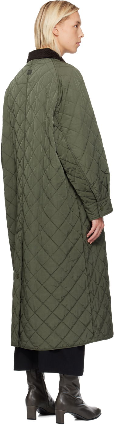 Frakker Max Mara Coccole Quilted Long Coat with Corduroy Collar Grøn | 2525496092600, 2
